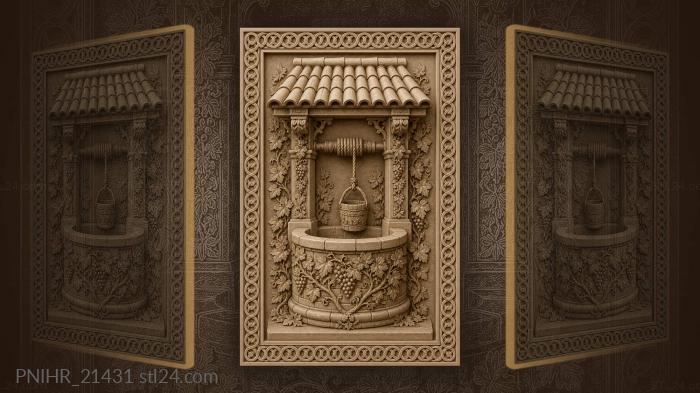 Grapevine well with terracotta roof 3d STL model