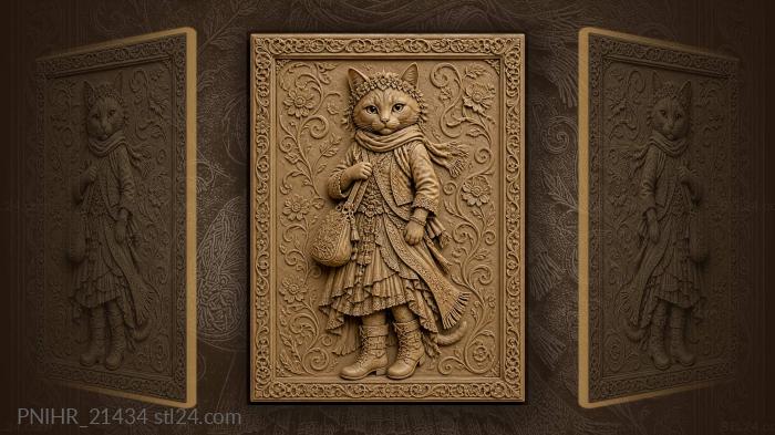 Dapper cat with floral headwear 3d STL model