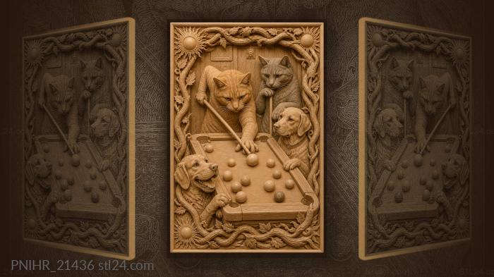 Ginger cat takes his billiard shot 3d STL model