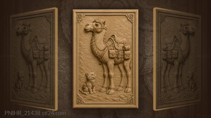Camel adventurer with curious kitten 3d STL model
