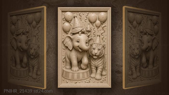 Elephants joyful circus celebration 3d STL model