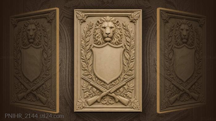 Lion head heraldry hunting rifles laurel 3d STL model