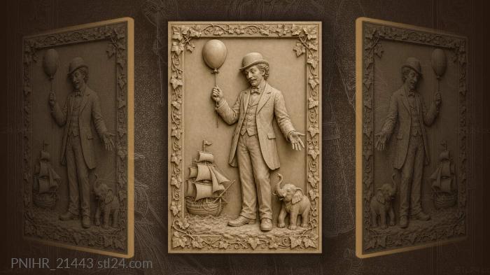 Gentleman with balloon and ship 3d STL model