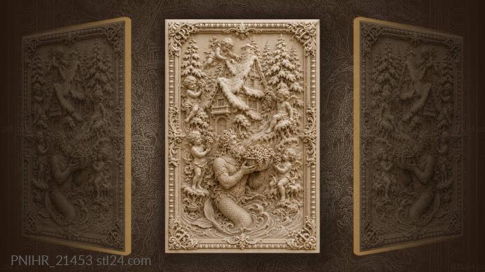 Mermaid offering grapes near cottage 3d STL model
