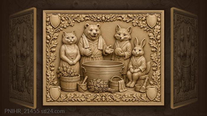 Animals relaxing in a bathhouse 3d STL model