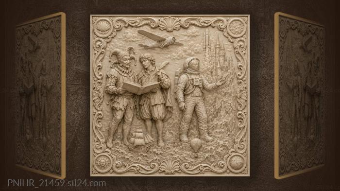 Open book with rocket and astronaut 3d STL model