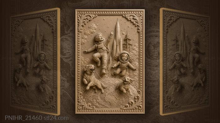 Astronaut child dogs space adventure 3d STL model