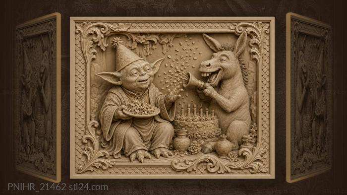 Yoda and donkey birthday fun 3d STL model