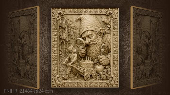 Gnome observing birthday celebration street 3d STL model