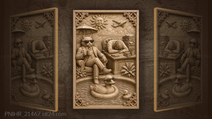 Cool cat and busy workday 3d STL model