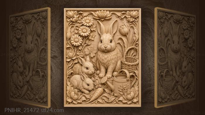 Rabbits gather where the watering can spills 3d STL model