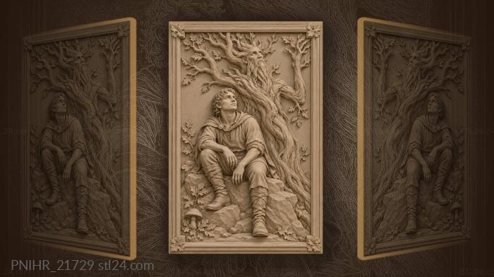 Young man and forest spirit 3d STL model