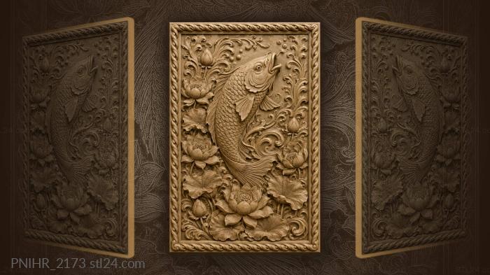 Koi and blooming lotus garden 3d STL model