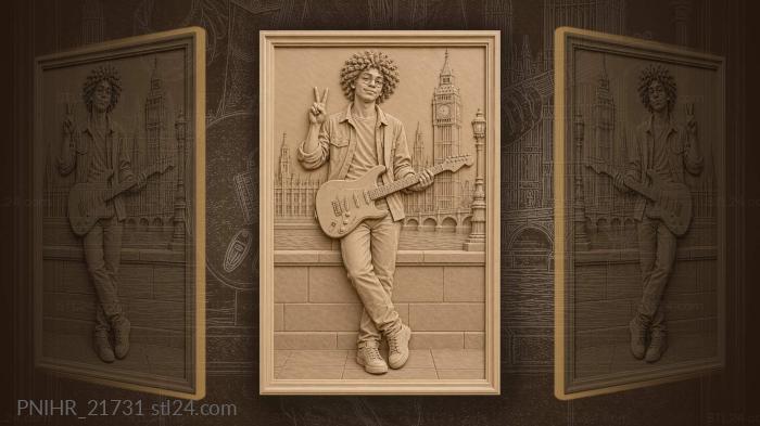 Afro haired player making a peace sign 3d STL model
