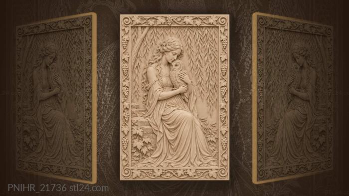 Girl cradling an owl beneath a willow 3d STL model