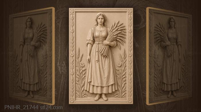 Golden wheat and maiden beauty 3d STL model