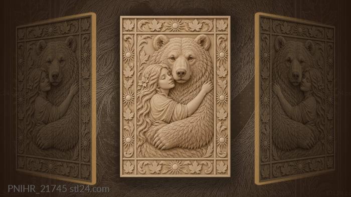 Girl and bear in sunlight 3d STL model
