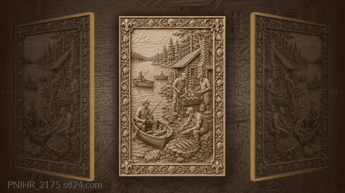 Lakeside fishing and summer barbecue 3d STL model