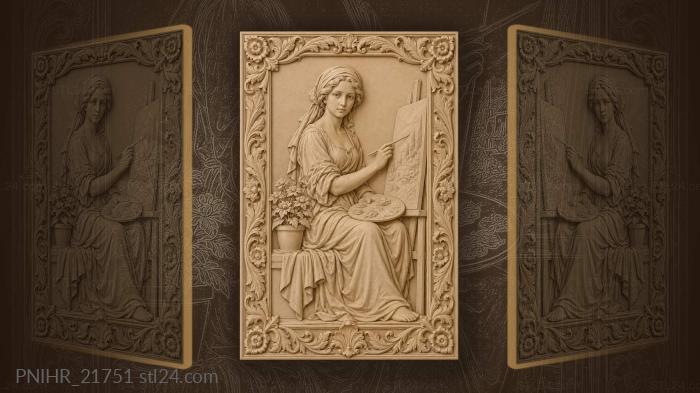 Painter with brush and palette 3d STL model