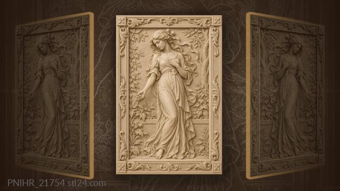 Melancholy beauty with ribbon and flower 3d STL model