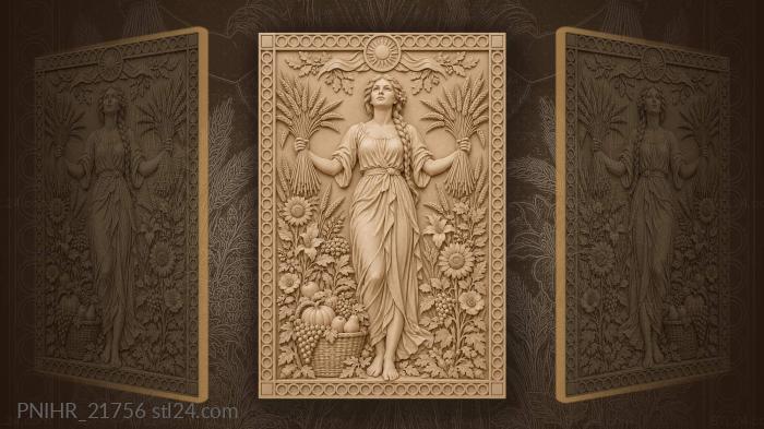 Harvest girl with two sheaves of wheat 3d STL model