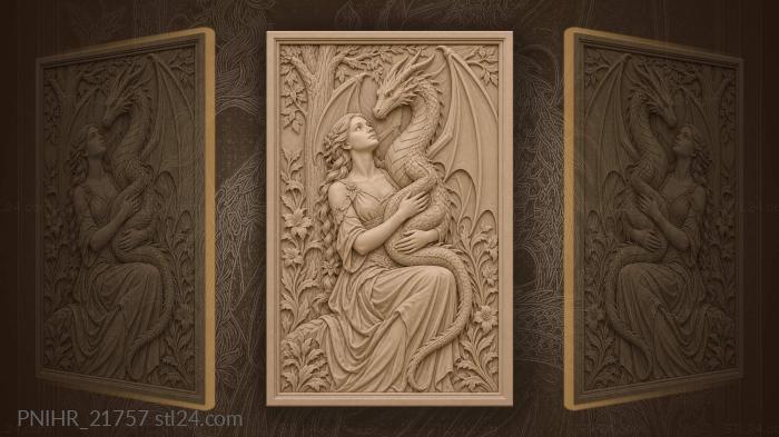 Holding a coiled dragon in arms 3d STL model