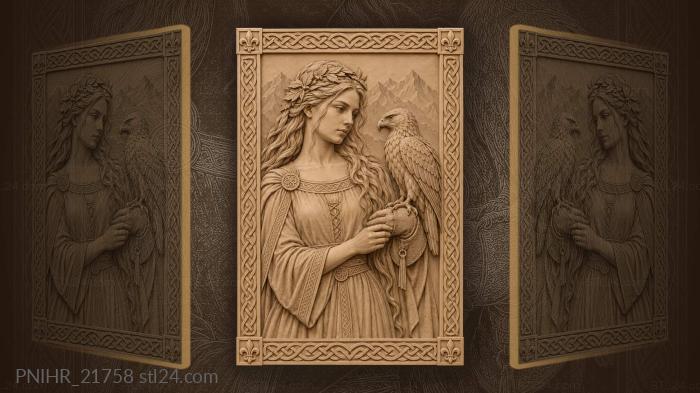 Hawk on her gloved hand 3d STL model