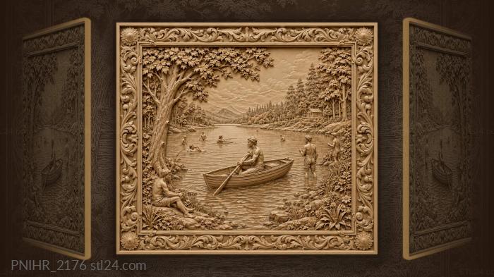 Lakeside leisure summer day scene 3d STL model