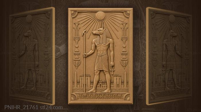 Jackal headed god with sceptre and ankh 3d STL model