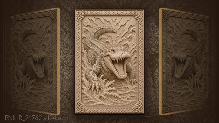 Alligator rising from stormy waters 3d STL model
