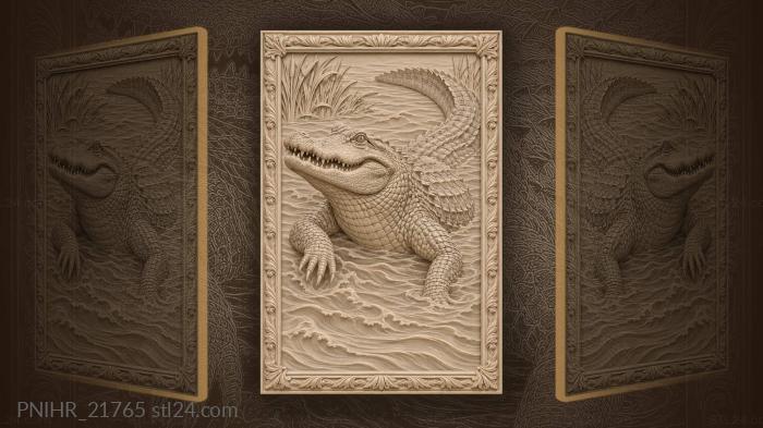 Alligator emerging from dark waters 3d STL model