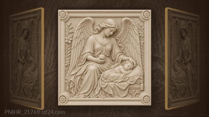 Angel with sleeping baby treasure 3d STL model