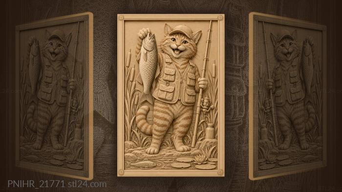 Capped tomcat showing his big catch 3d STL model