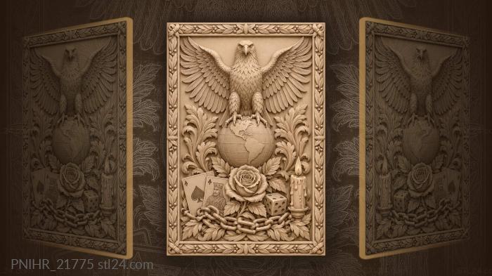 Eagle on globe above playing cards 3d STL model