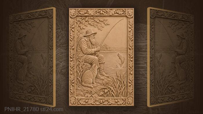 Old fisherman and leaping catch 3d STL model