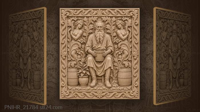 White bearded man on a stool 3d STL model