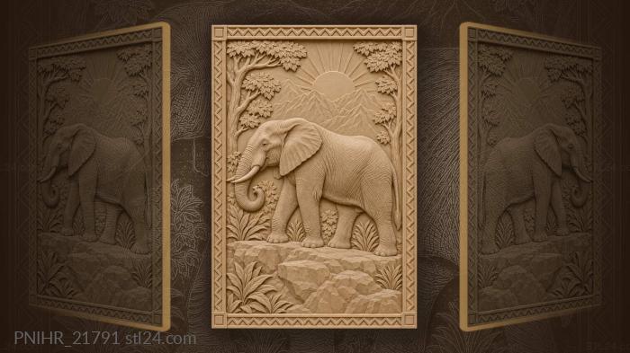 Elephant on a rocky ledge at sunrise 3d STL model