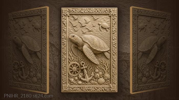 Turtle sunbirds sea nautical elements 3d STL model