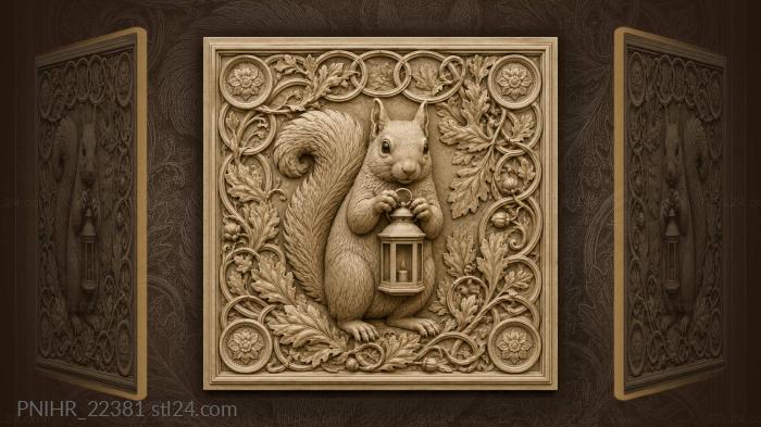 Curious squirrel with glowing lantern 3d STL model