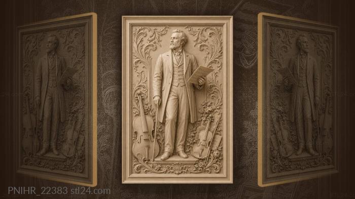 Gentleman with sheet music and cane · Johannes Brahms 3d STL model