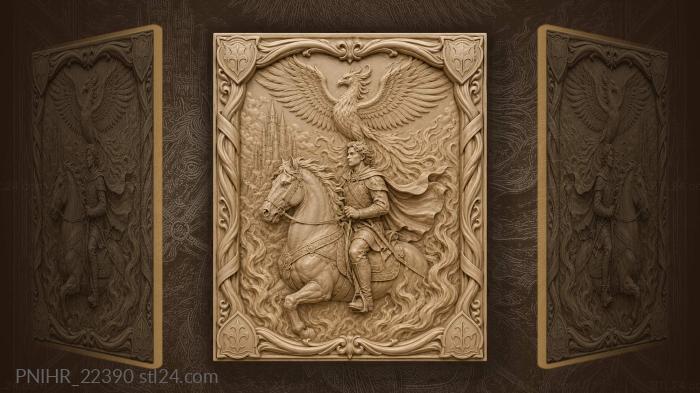 Youth on the humpbacked horse under the firebird 3d STL model
