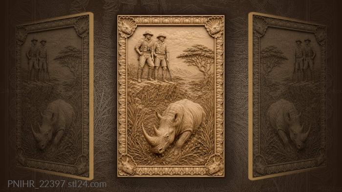 Rhino bursting from the tall grass 3d STL model