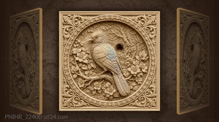 Bird on a blossoming branch near a burrow 3d STL model