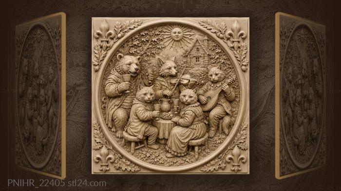 Animal feast with goblets and music 3d STL model