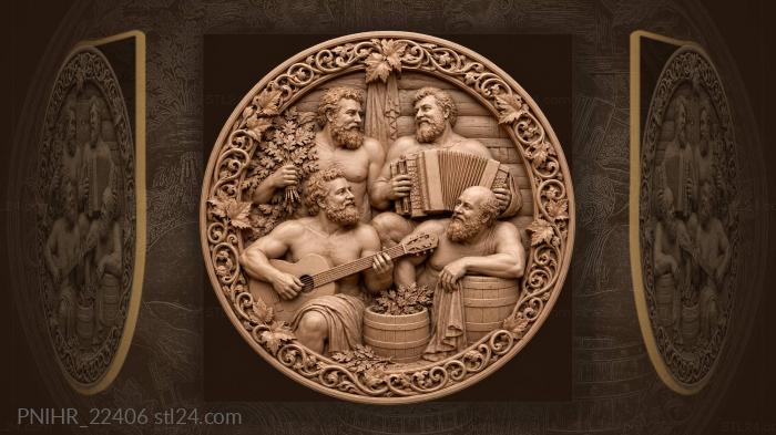 Russian banya men relaxing together 3d STL model