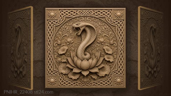 Cobra rising from lotus bloom 3d STL model