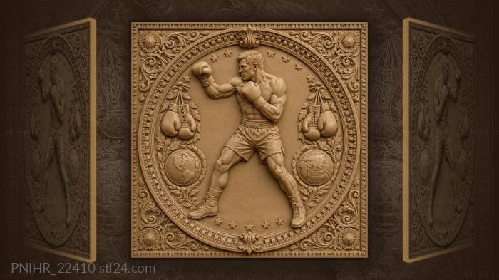 Boxer with gloves and starry globe 3d STL model