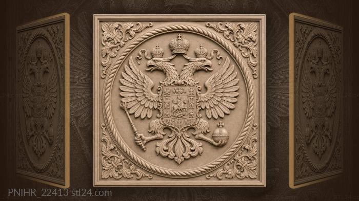 Raptor crowns shield while bearing royal emblems 3d STL model
