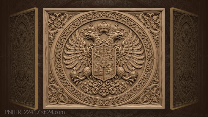 Double-headed eagles heraldic crest shield 3d STL model