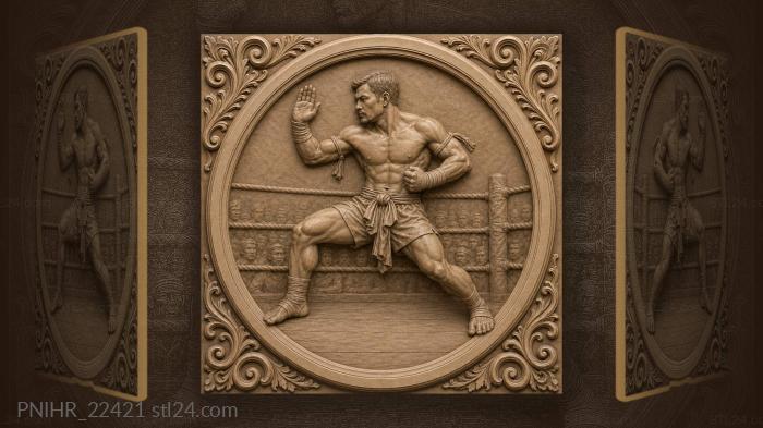 Boxer in dynamic fighting pose 3d STL model